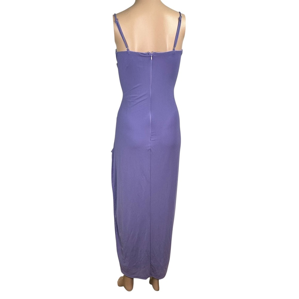 Angel Biba Purple Ruffle Maxi Dress Sleeveless Side Slit Lavender US S AU 8 - Picture 2 of 7